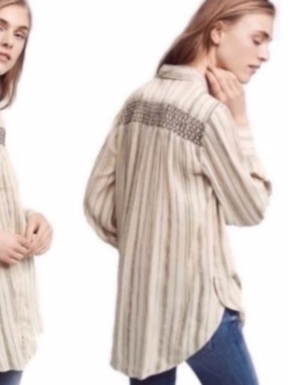 ANTHROPOLOGIE FLOREAT Western Bohemian Northfolk Stripe Button Down Top